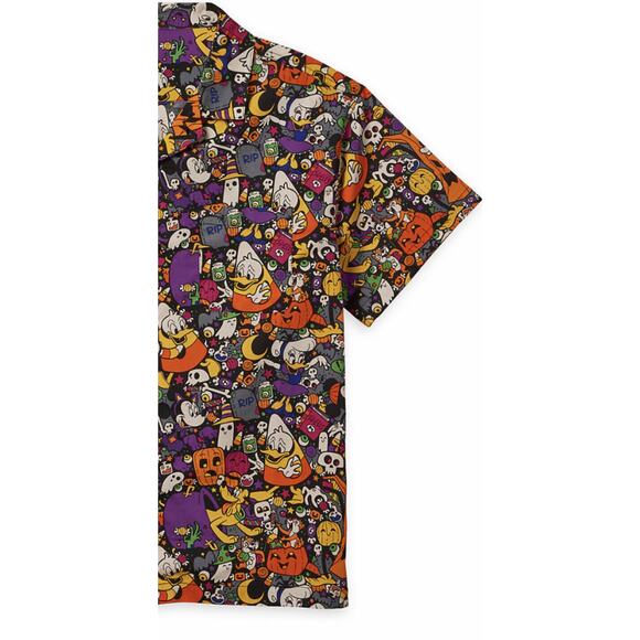 Disney Parks Adult Halloween Button Up Shirt Mickey Pumpkin Ghost Size Small New - Picture 3 of 4